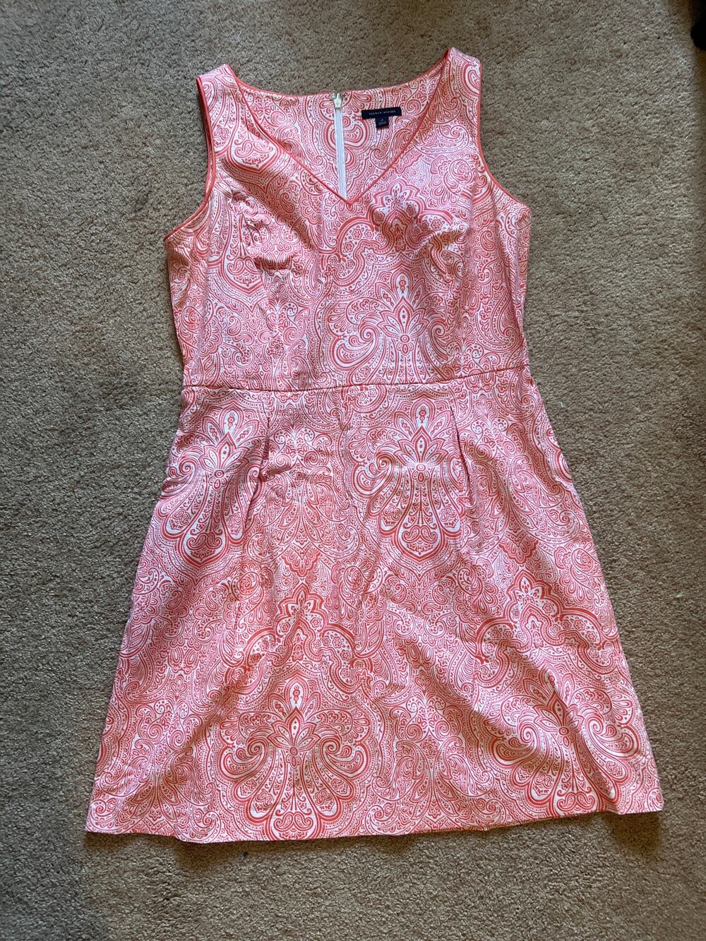 NWOT Tommy Hilfiger‎ Paisley Print Coral Sleeveless Dress Size 14